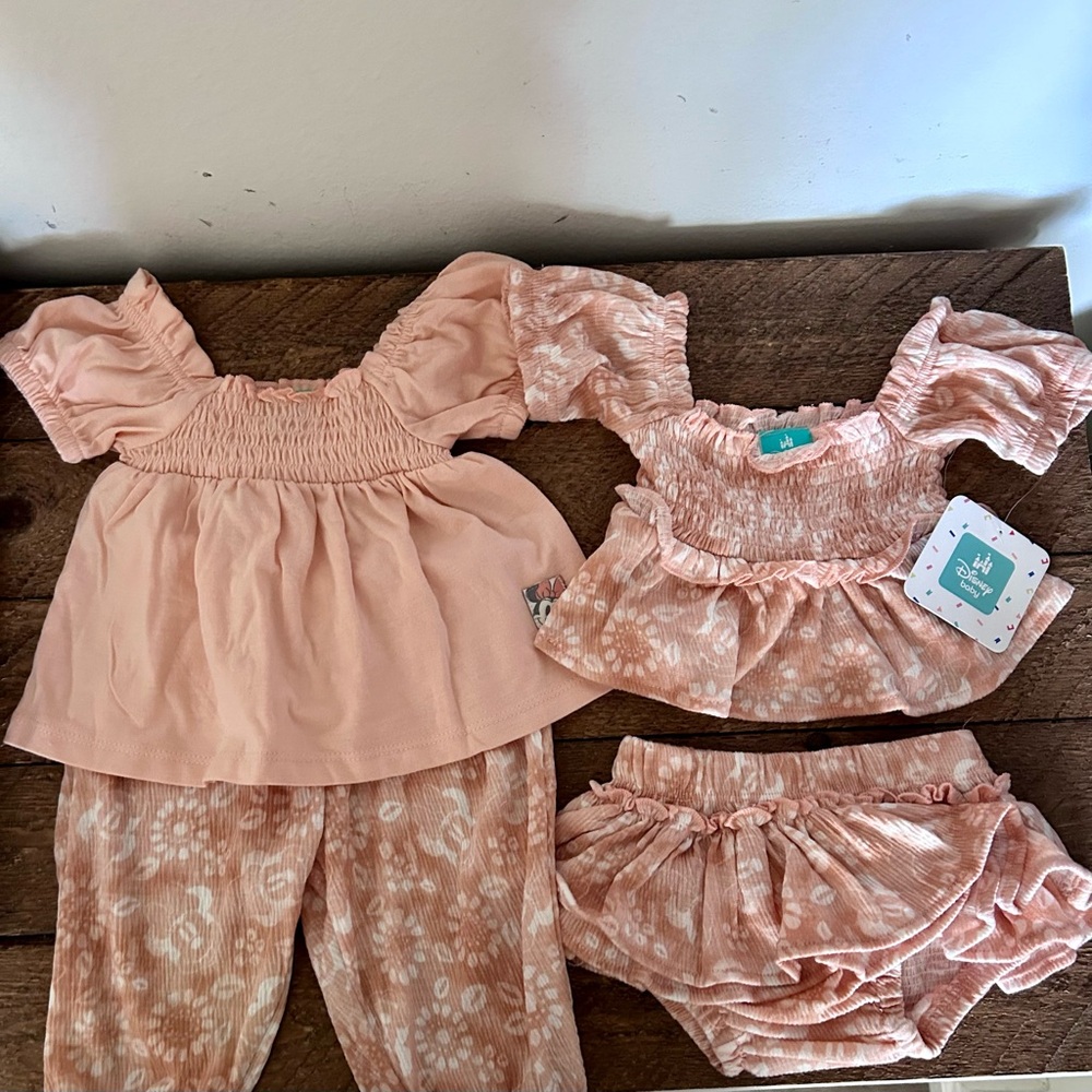 Disney baby 4 piece set, peach floral